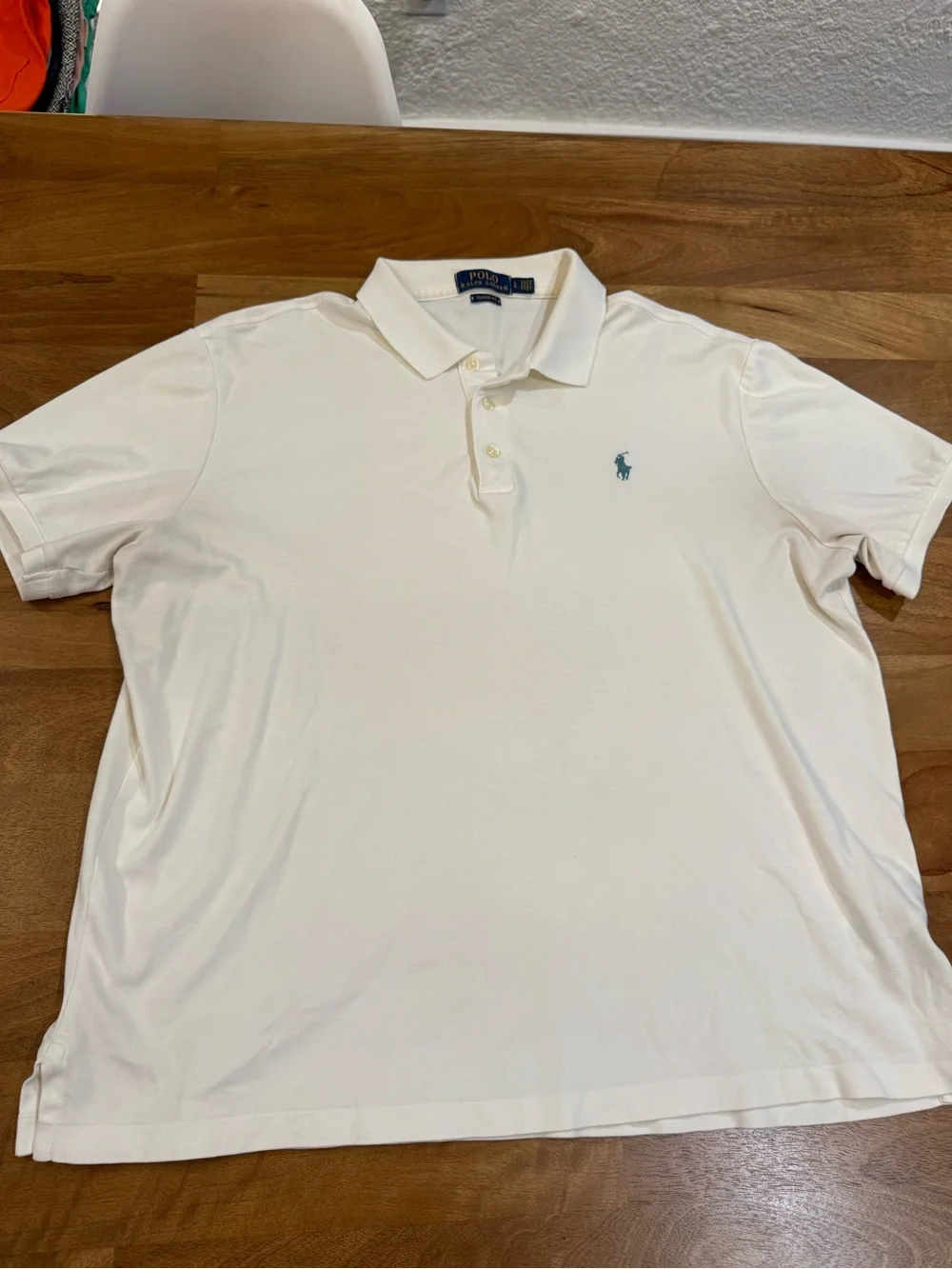 Ralph Lauren White Polo with Teal Logo Size L